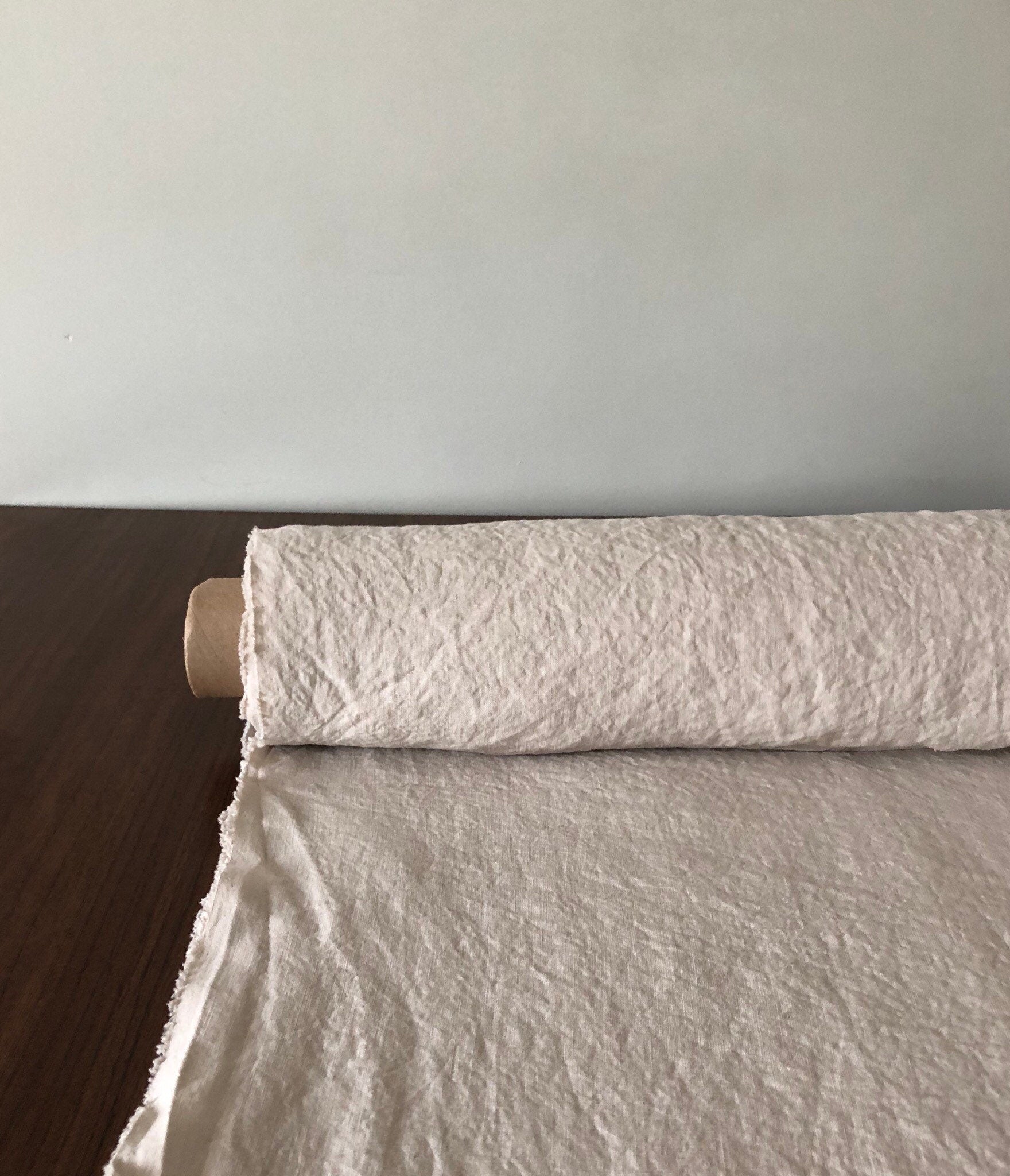 Extra Wide Soft Beige Linen Fabric: 250cm Pure Linen