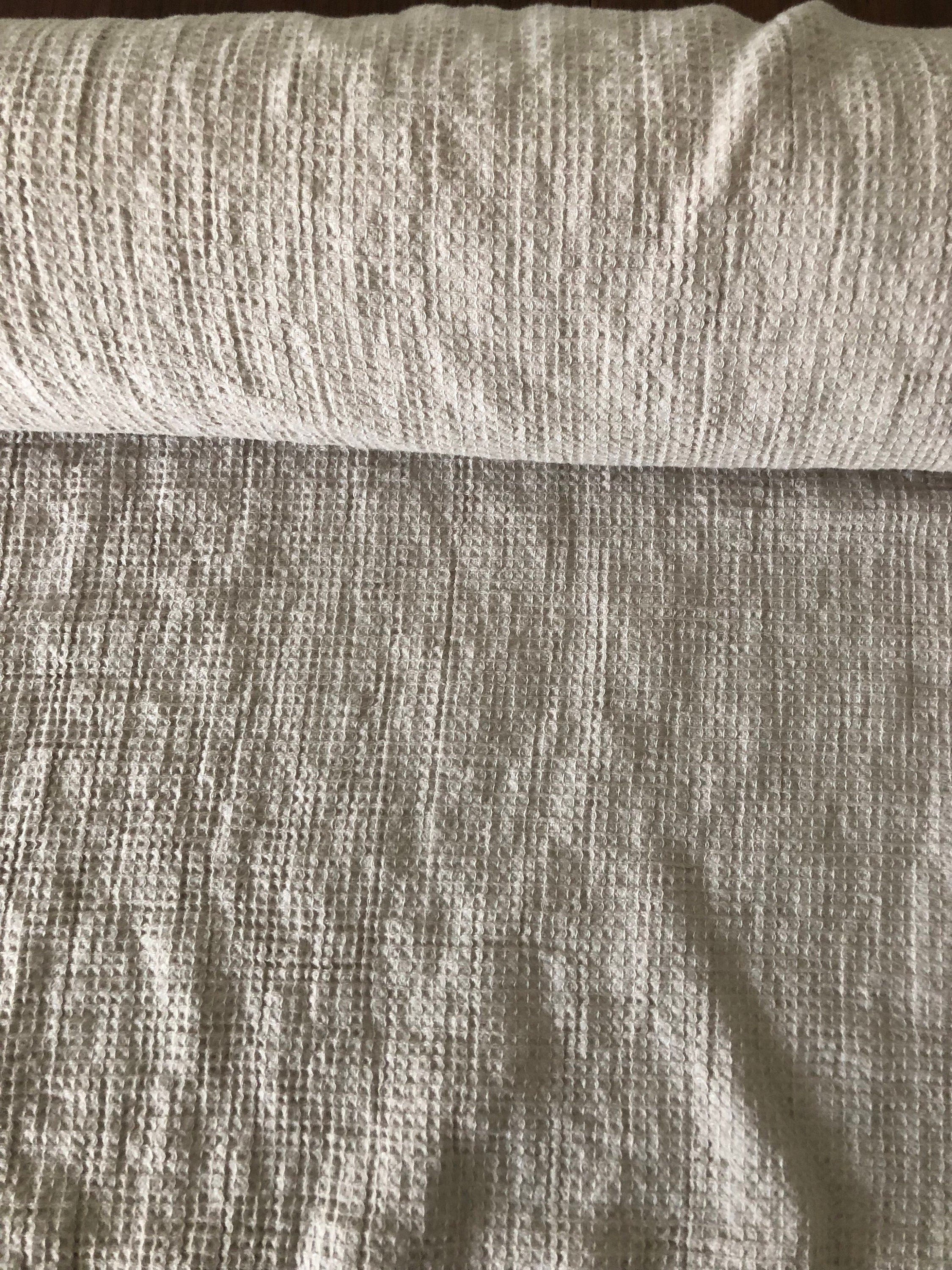 Waffle Linen Cotton Fabric: Beige BGO138, 140cm Wide