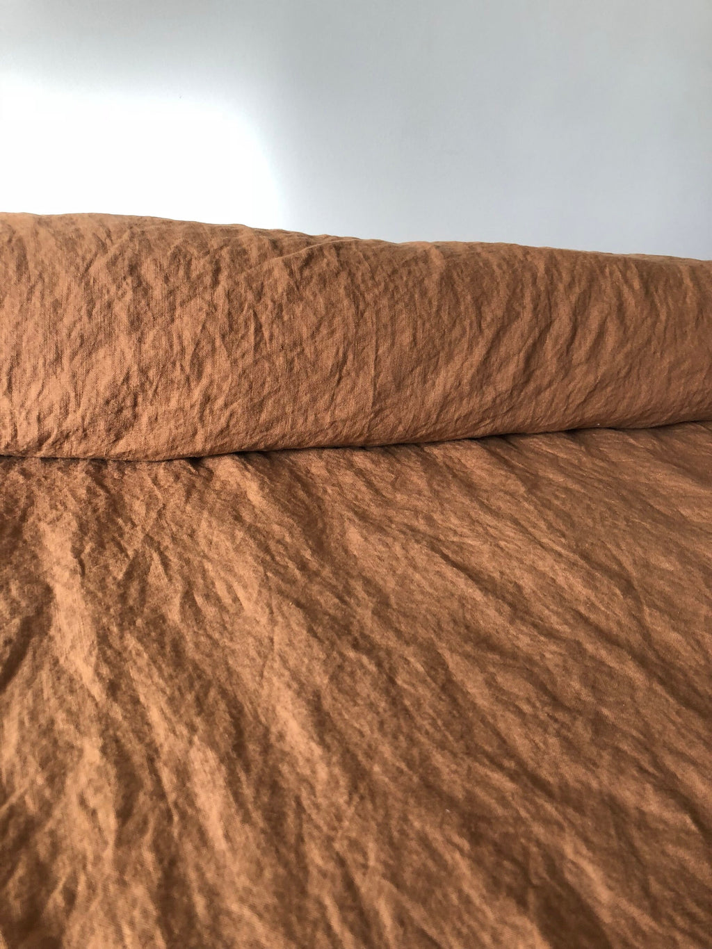 Extra Wide Ochre Linen Fabric: Softened Bedding Material (99" Width)