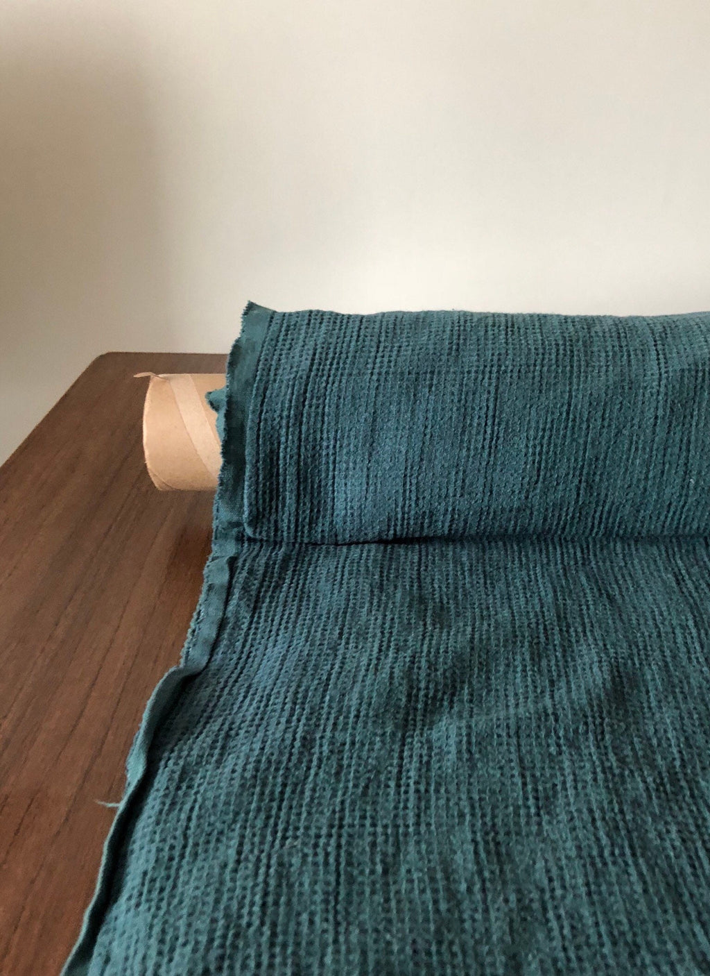 Green Waffle Linen Cotton Fabric: Bath, Kitchen, Spa Towel