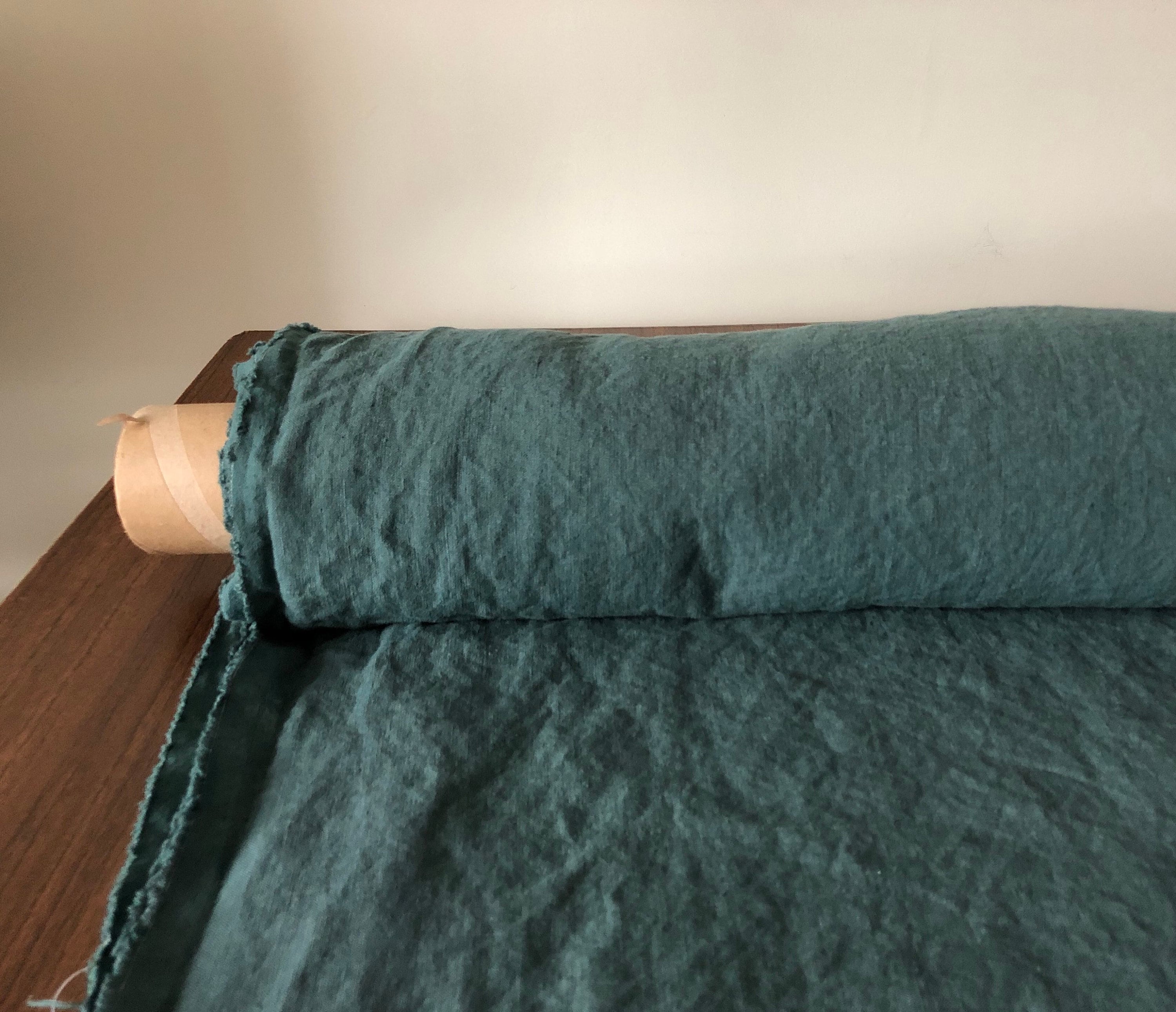 Extra Wide Soft Green Linen Fabric: 100% Natural, 250cm Wide