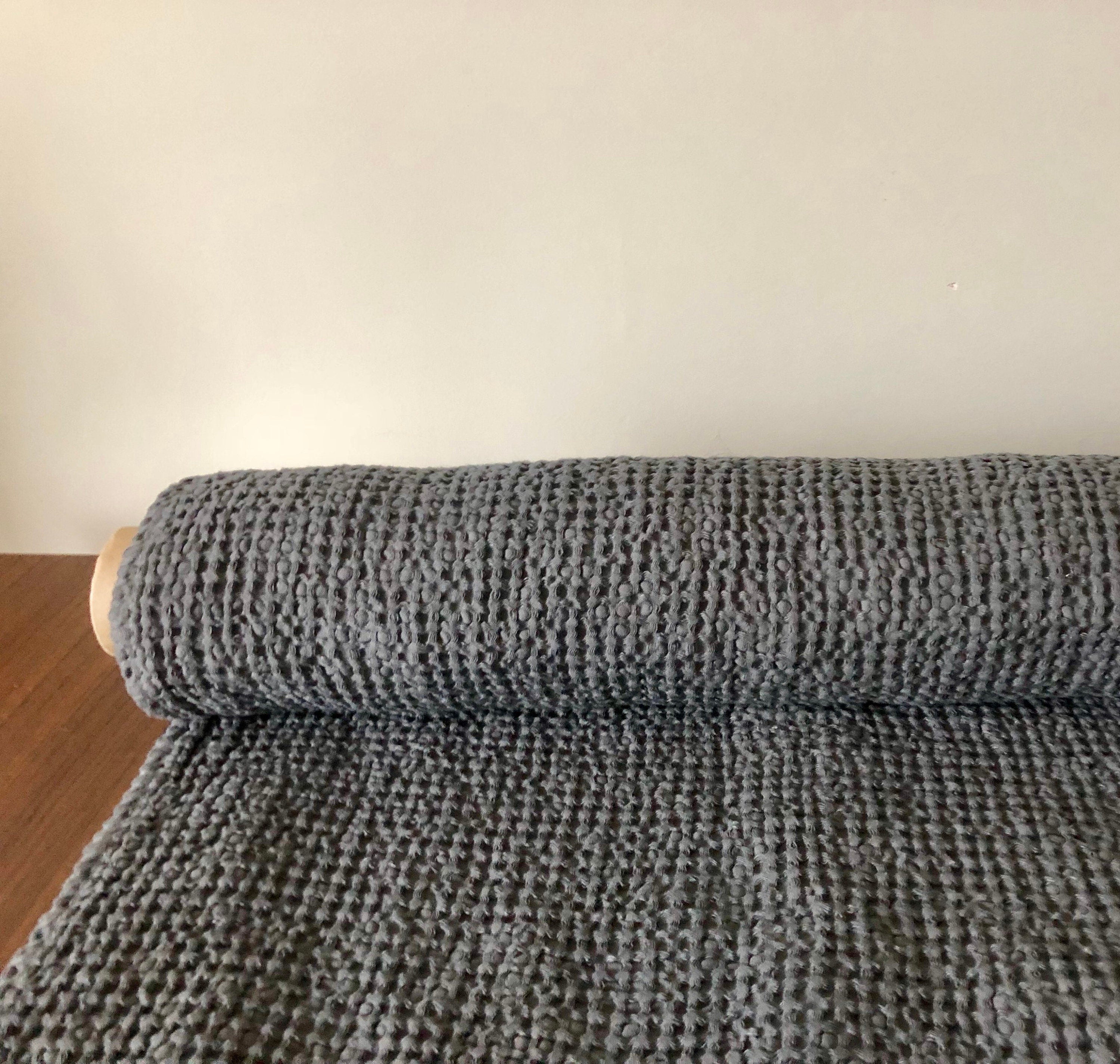 Extra Wide Waffle Linen Cotton Fabric: Soft Grey BGO137