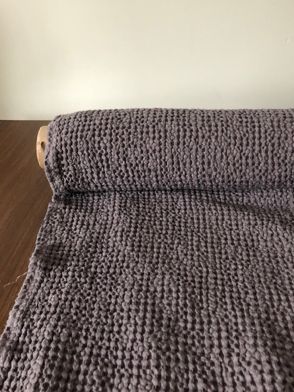 Waffle Linen Cotton Fabric: 95" Extra Wide, Soft Purple