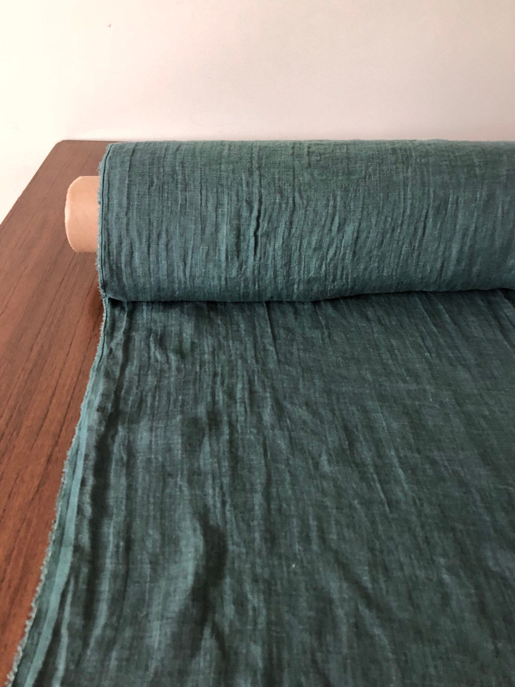Soft Green Linen Fabric: 100% Natural, 142cm Wide, For Sewing
