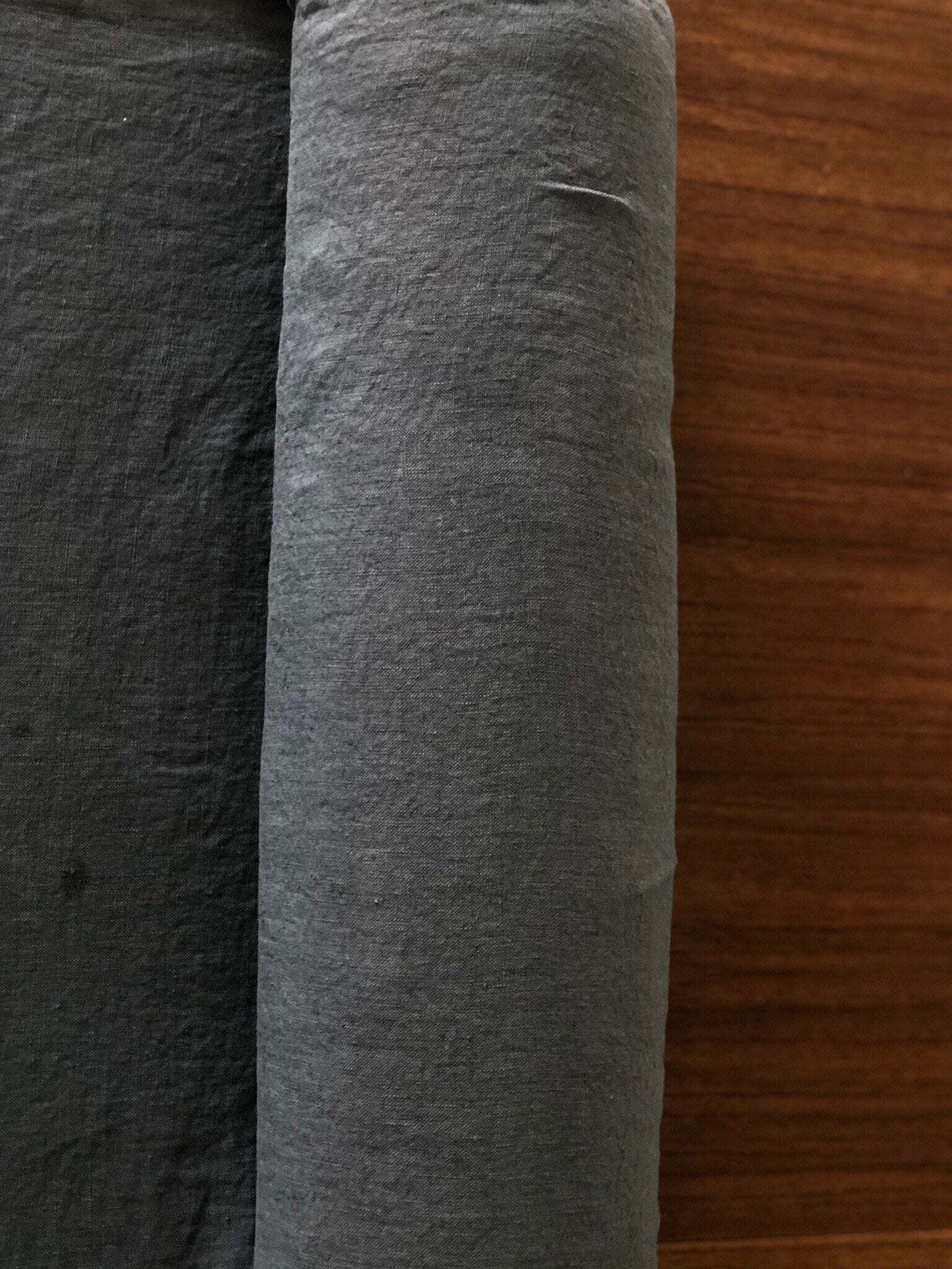 Extra Wide Dark Grey Linen Fabric: Softened Bedding & Sewing Material