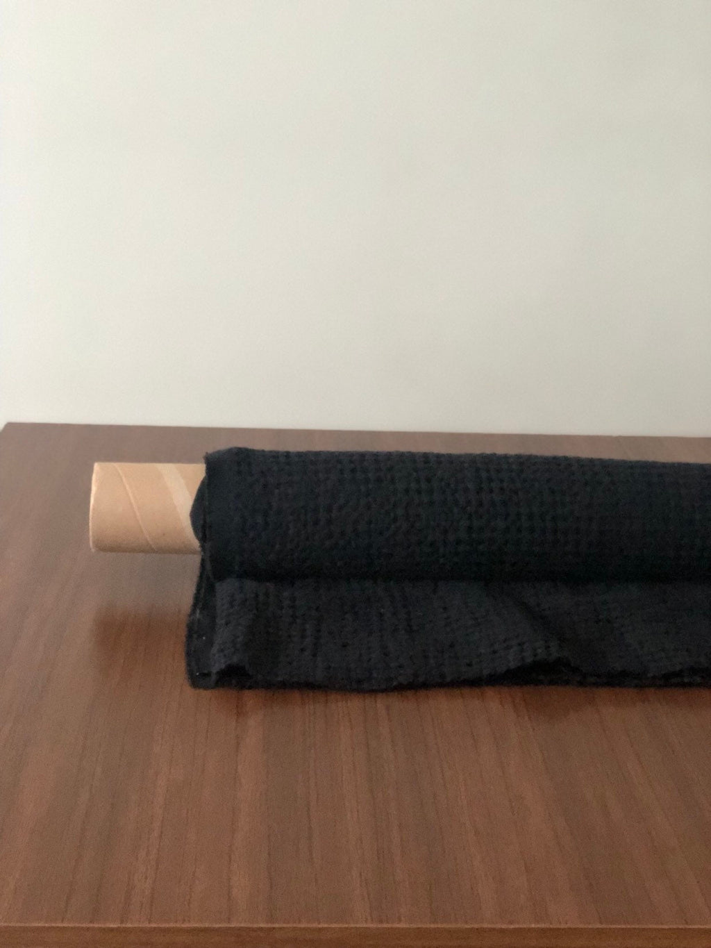 Black Waffle Linen Cotton Fabric: Extra Wide 88" - BGO137