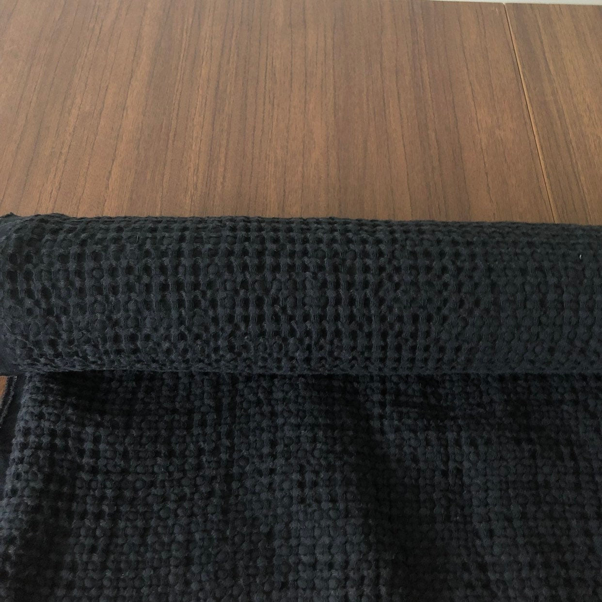Black Waffle Linen Cotton Fabric: Extra Wide 88" - BGO137