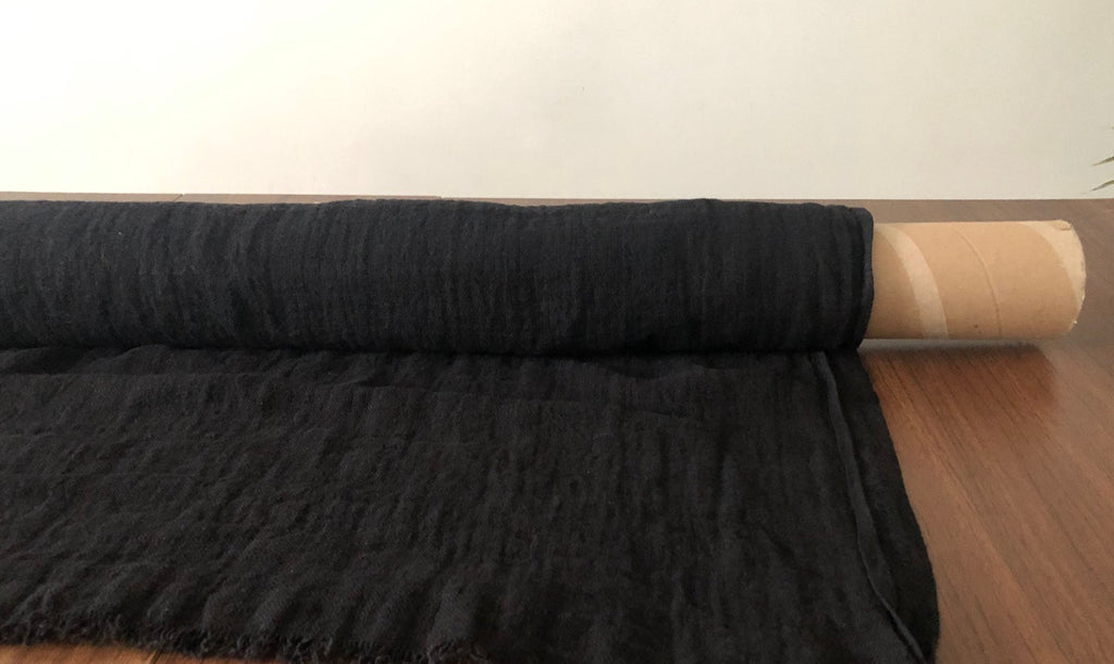 Black Linen Fabric By The Yard: 100% Natural, 55" Wide