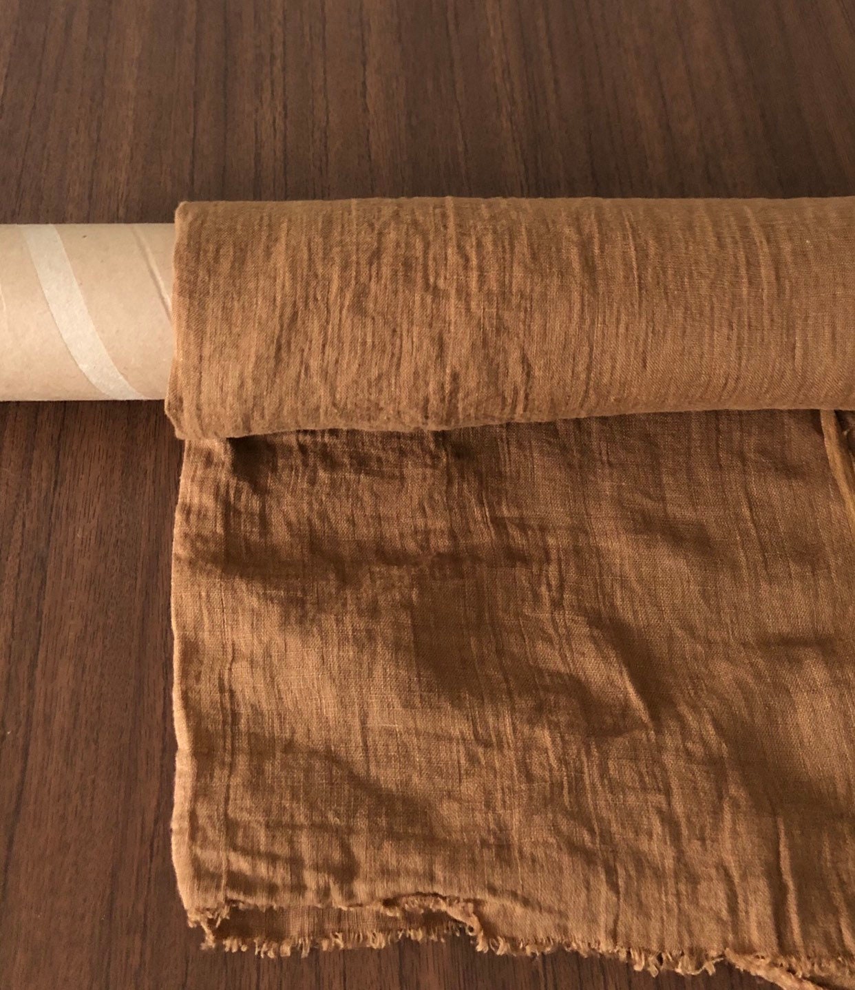 Ochre Linen Fabric: Soft 100% Natural Linen, 142cm Wide, For Sewing