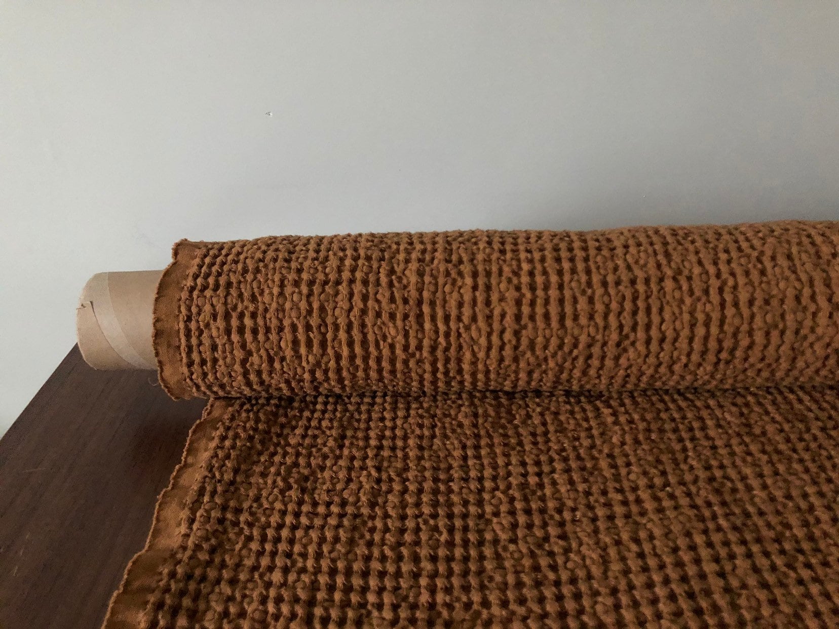 Ochre Waffle Linen Cotton Fabric: 88" Extra Wide, BGO137