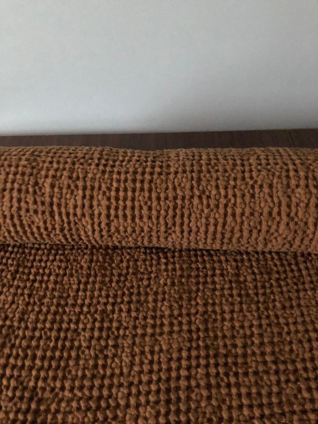 Ochre Waffle Linen Cotton Fabric: 88" Extra Wide, BGO137