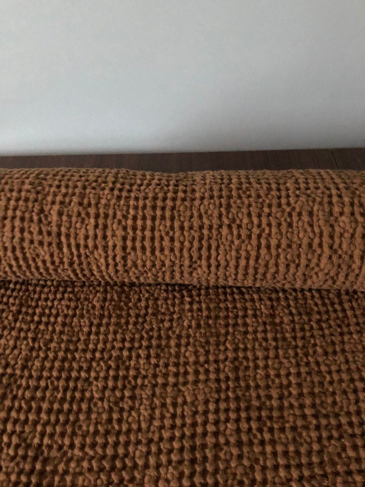 Ochre Waffle Linen Cotton Fabric: 88" Extra Wide, BGO137