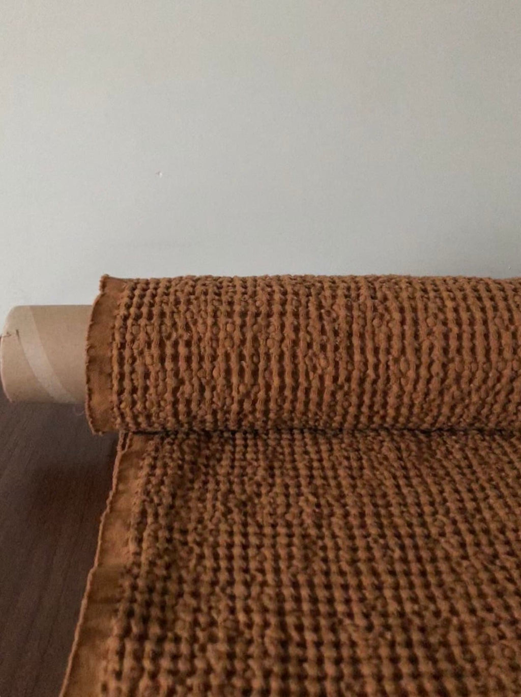 Ochre Waffle Linen Cotton Fabric: 88" Extra Wide, BGO137