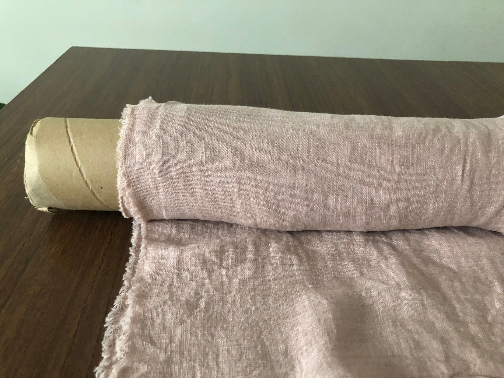 Dusty Rose Linen Fabric: 100% Natural, Light Weight (142 cm Width)