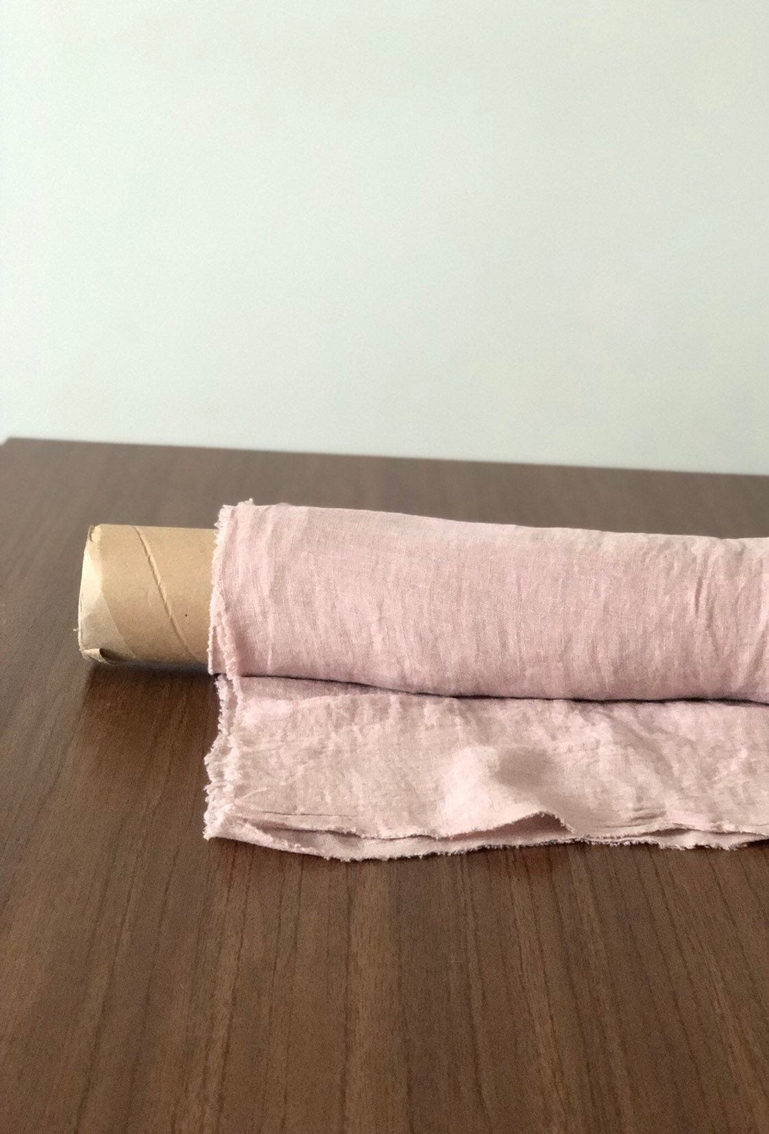 Dusty Rose Linen Fabric: 100% Natural, Light Weight (142 cm Width)