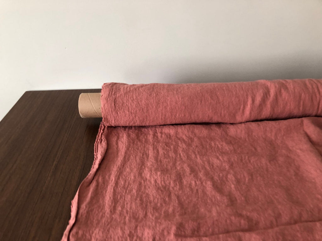 Extra Wide Soft Coral Linen Fabric: 100% Natural, 250cm Wide