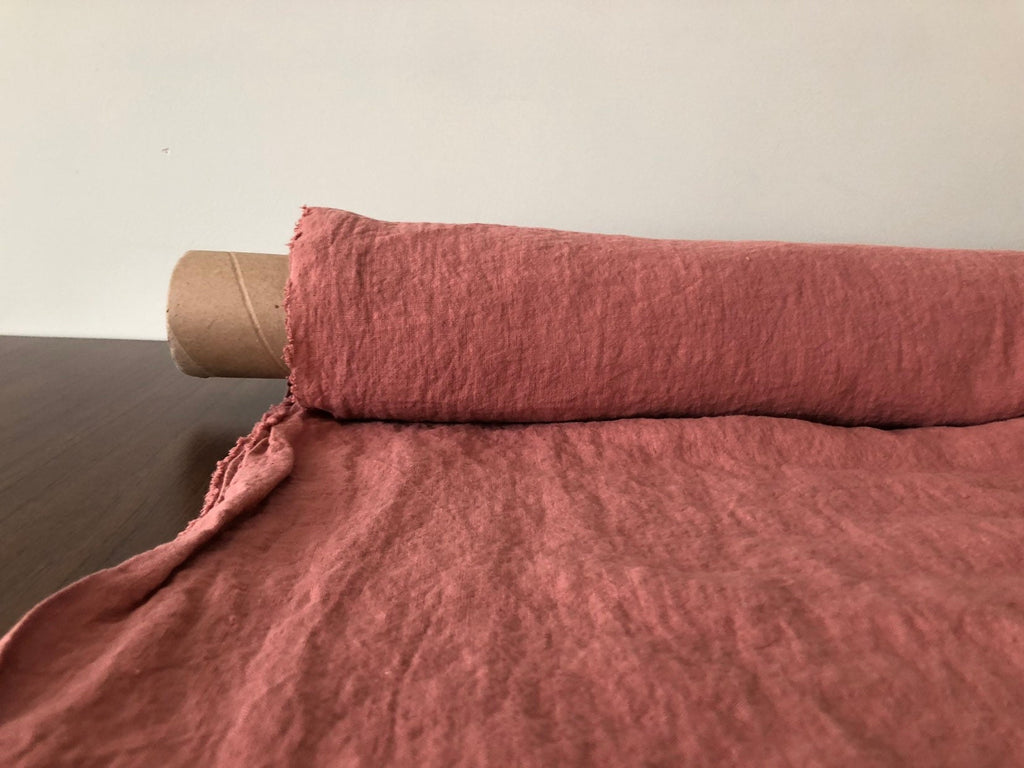 Extra Wide Soft Coral Linen Fabric: 100% Natural, 250cm Wide