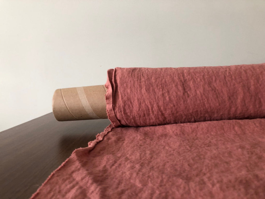 Extra Wide Soft Coral Linen Fabric: 100% Natural, 250cm Width