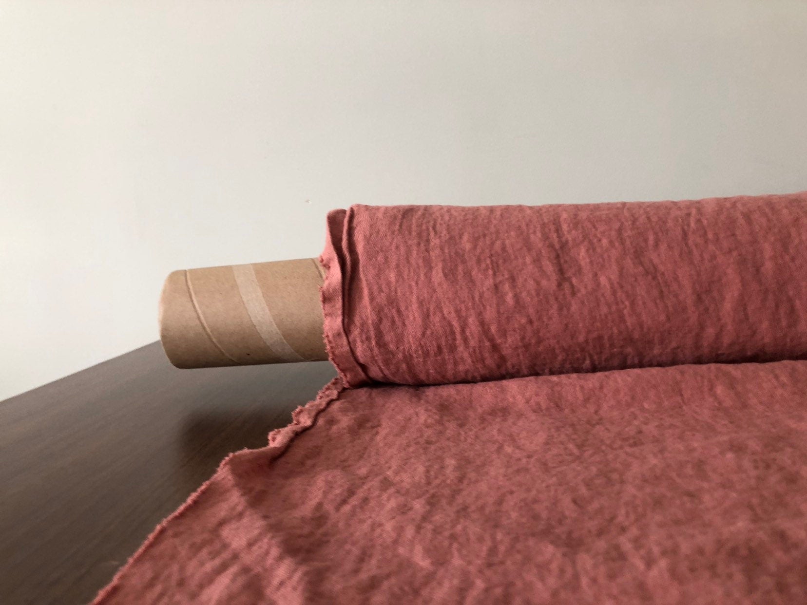 Extra Wide Soft Coral Linen Fabric: 100% Natural, 250cm Width