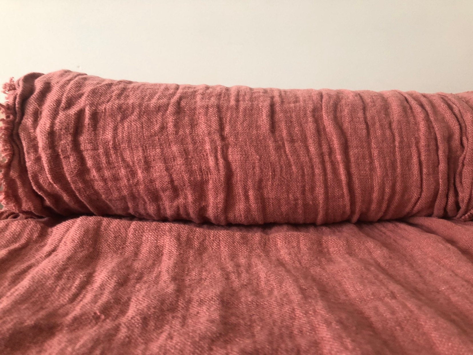 Coral Linen Fabric: 100% Natural, Heavy Weight (145cm Width)