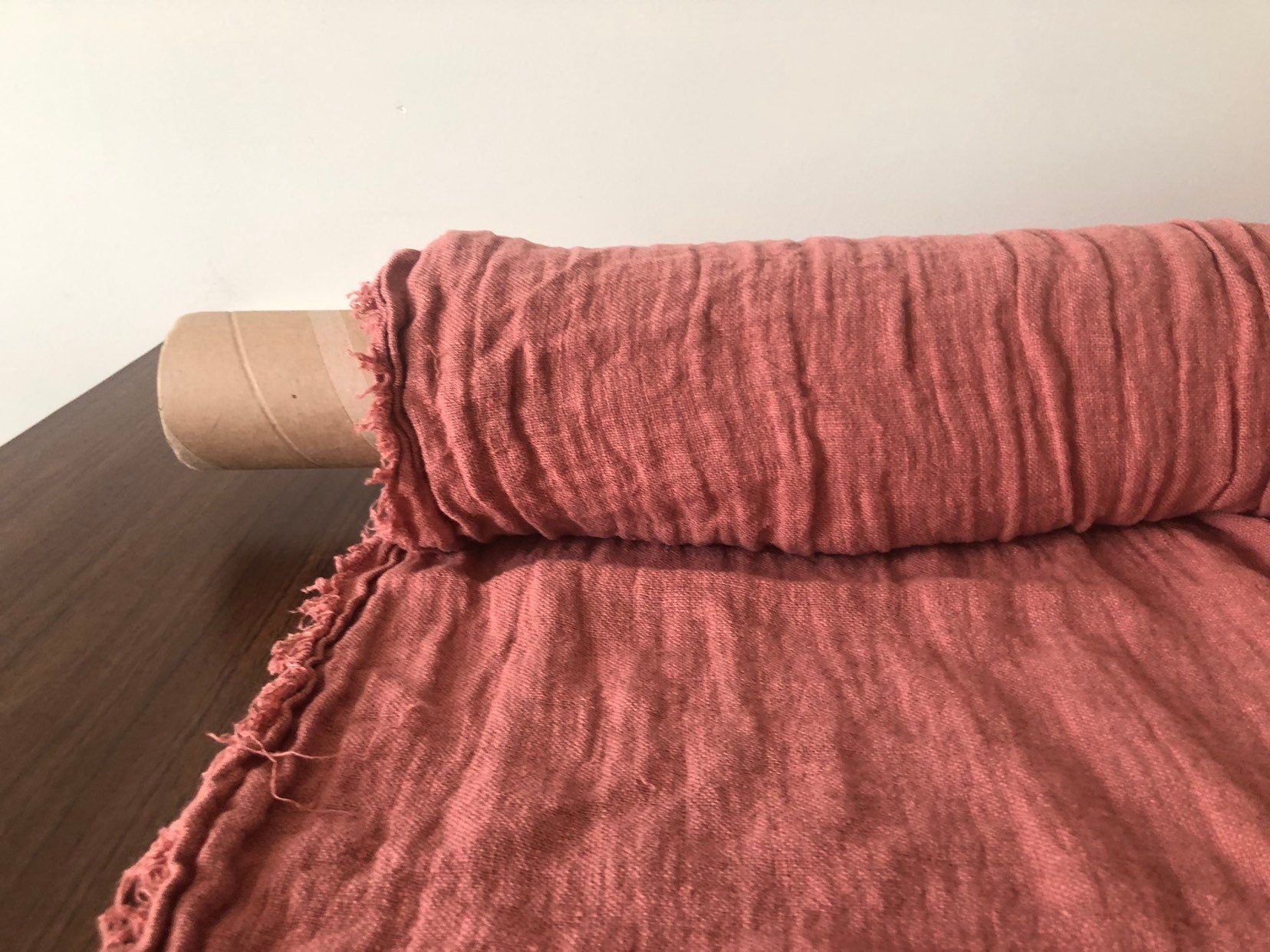 Coral Linen Fabric: 100% Natural, Heavy Weight (145cm Width)