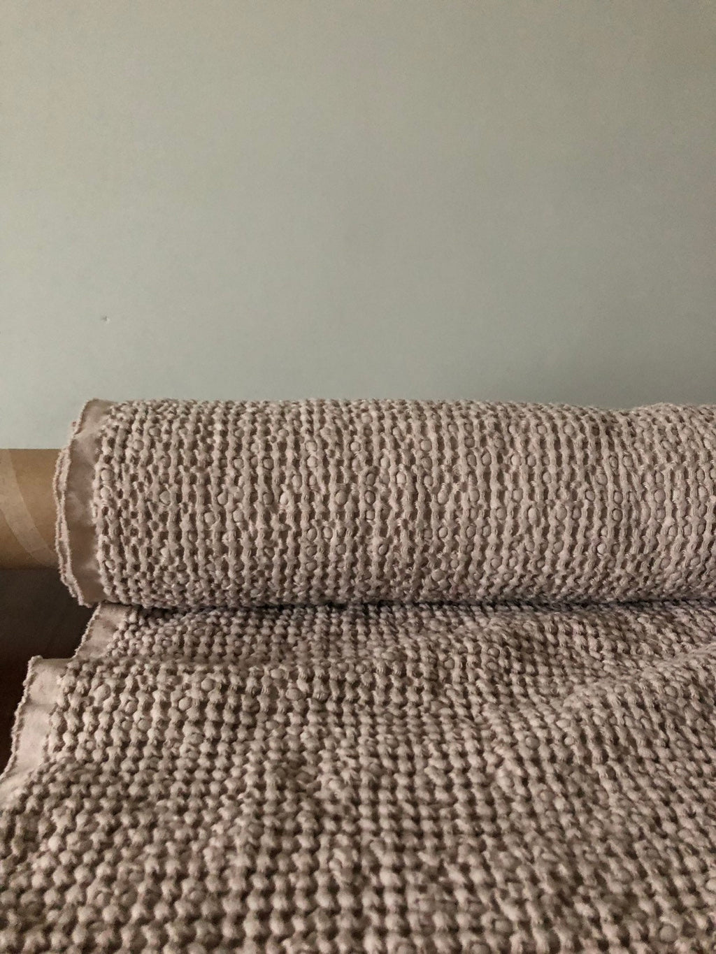 Waffle Linen Cotton Fabric: 88" Extra Wide Beige BGO137