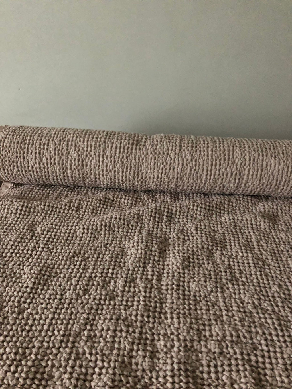 Waffle Linen Cotton Fabric: 88" Extra Wide Beige BGO137