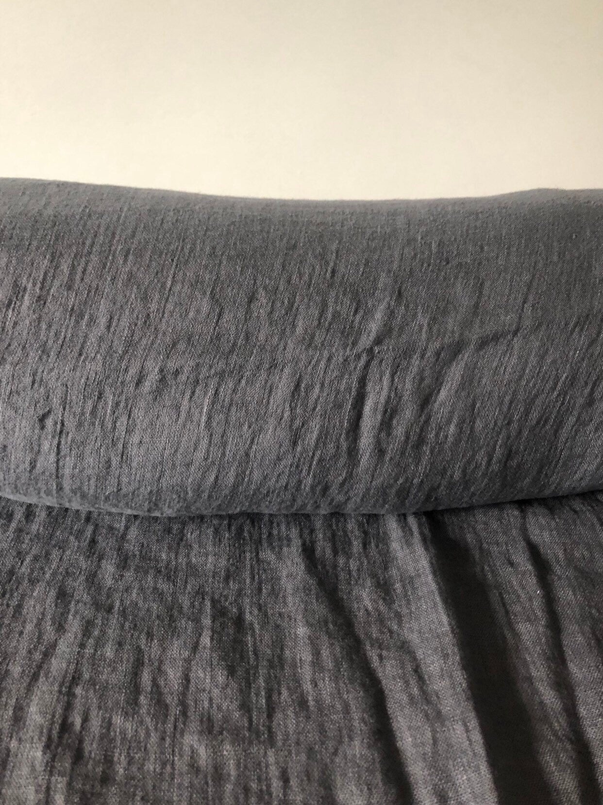 Dark Grey Linen Fabric: 100% Natural, Softened (90 g/150 cm)
