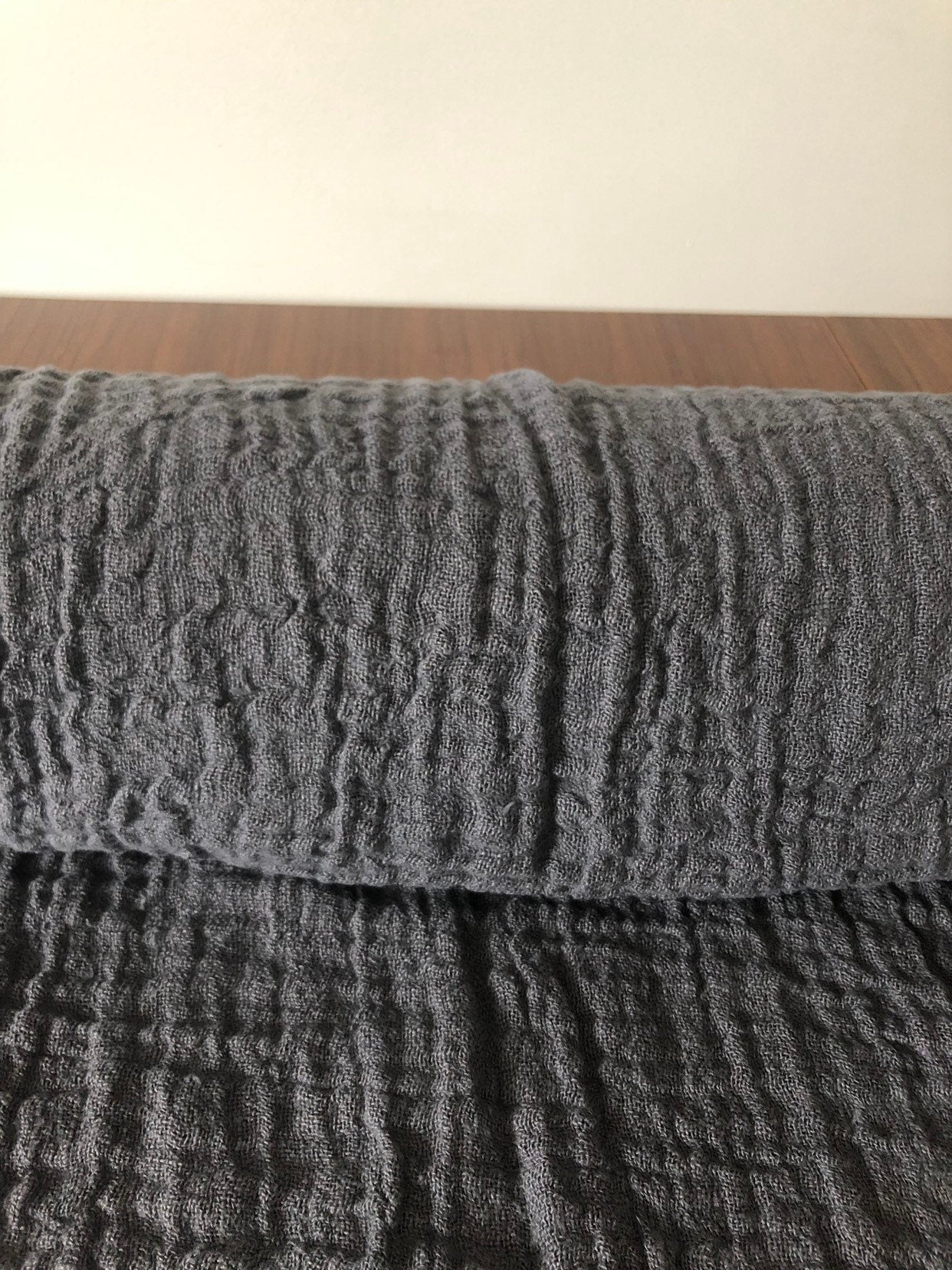 Dark Grey Softened Linen Fabric: 100% Natural, 140cm Wide