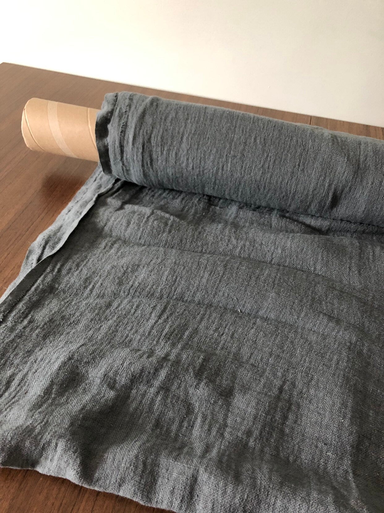 Dark Grey Linen Fabric: 100% Natural, 150cm Wide, 200gsm