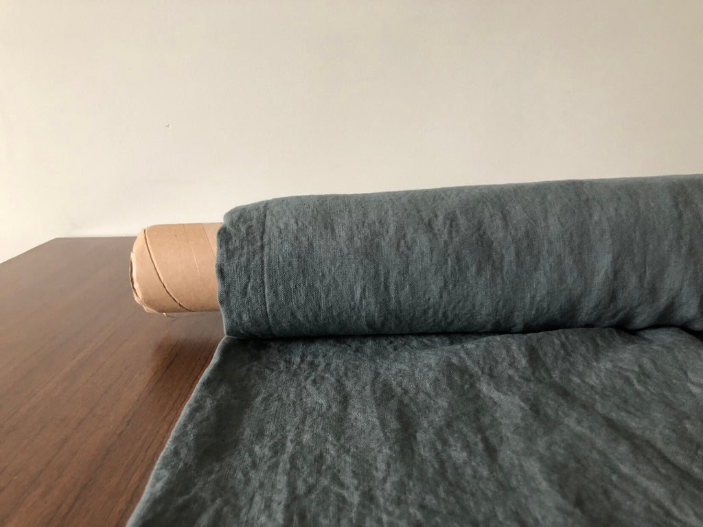 Extra Wide Soft Linen Fabric: BGO27 Green, 250cm Width