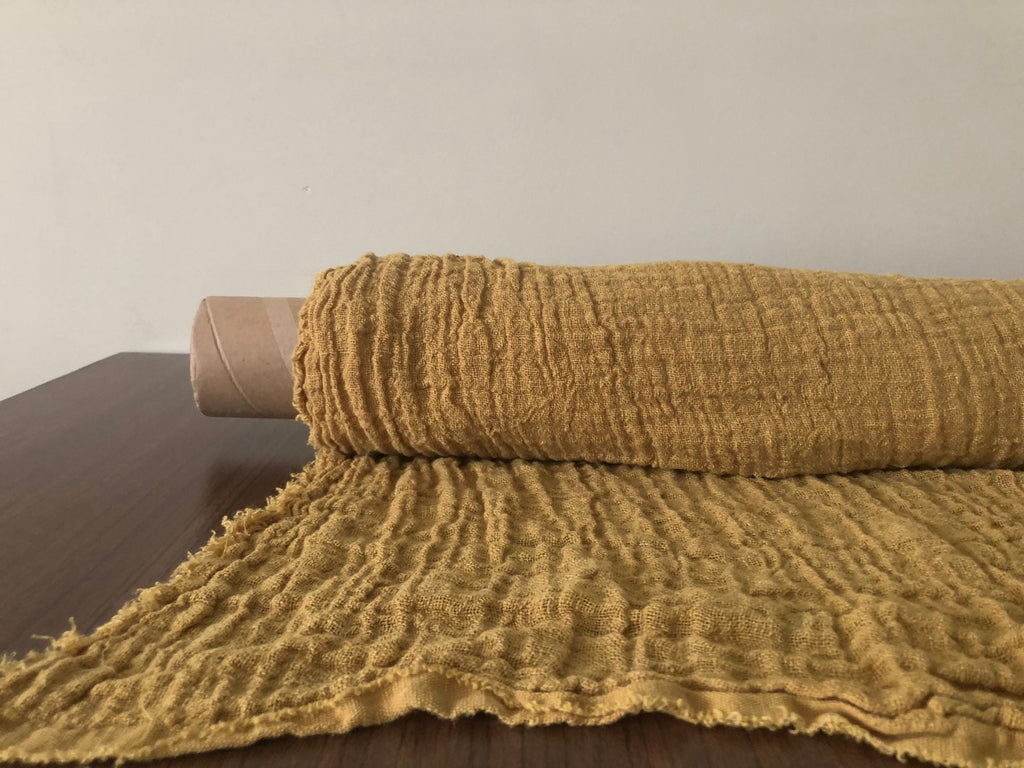 Mustard Linen Fabric: 100% Natural, Softened, 140cm Wide