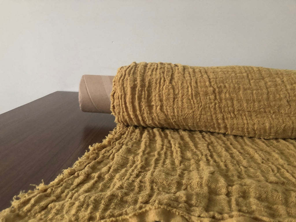 Mustard Linen Fabric: 100% Natural, Softened, 140cm Wide