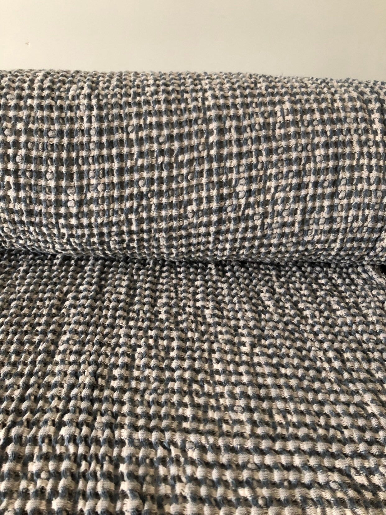 88" EXTRA WIDE fabric, Waffle natural Linen/Cotton fabric BGO137CW (1/70), 250g/225cm fabric by the metre bath towel kitchen towel spa towel
