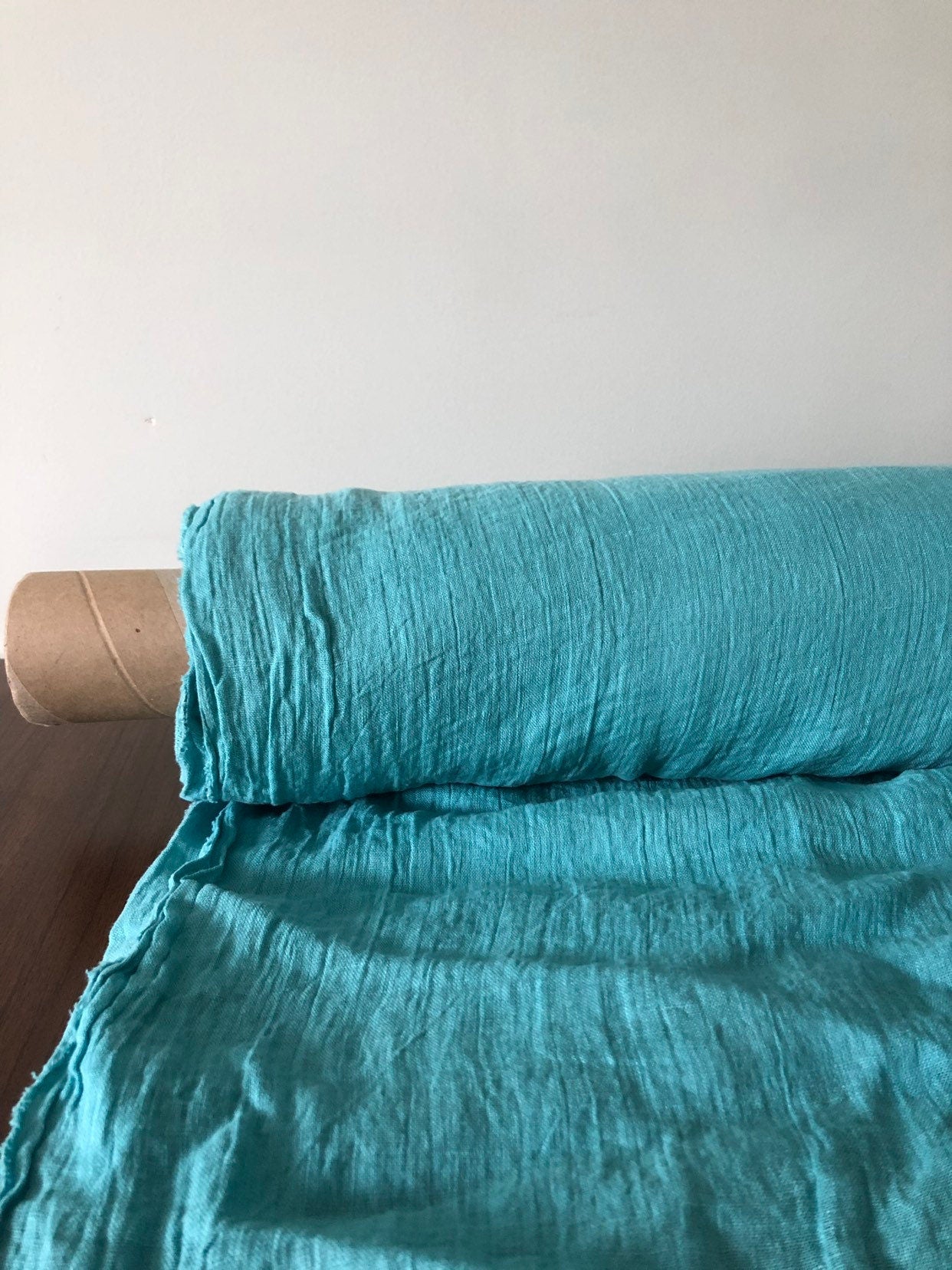 Ocean Blue Linen Fabric: Softened 100% Natural Linen, 142cm Wide