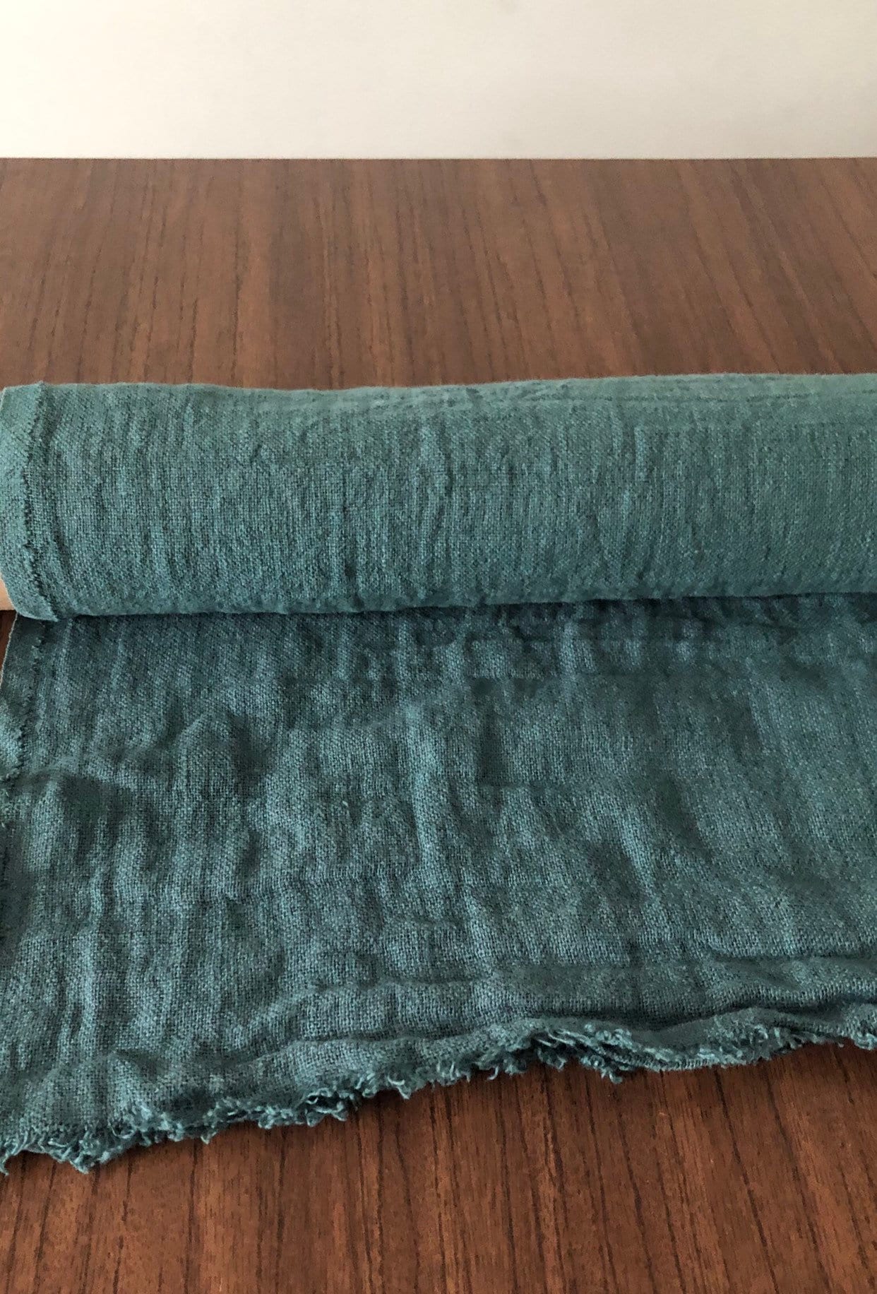 Green Linen Fabric By The Yard: 100% Natural, 55" Wide, 200 gsm