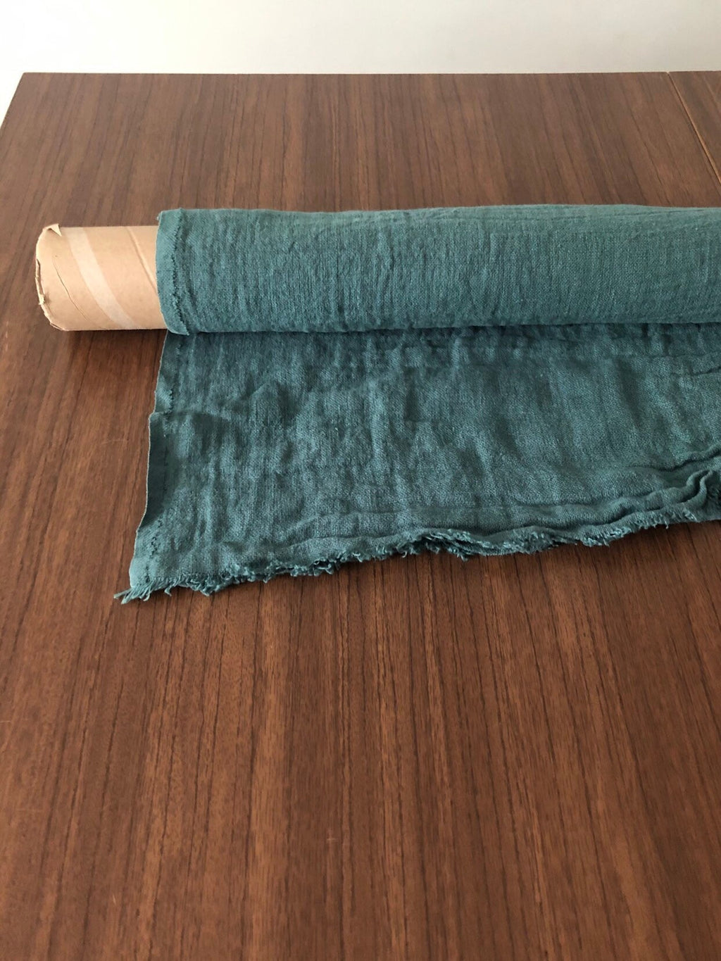 Green Linen Fabric By The Yard: 100% Natural, 55" Wide, 200 gsm