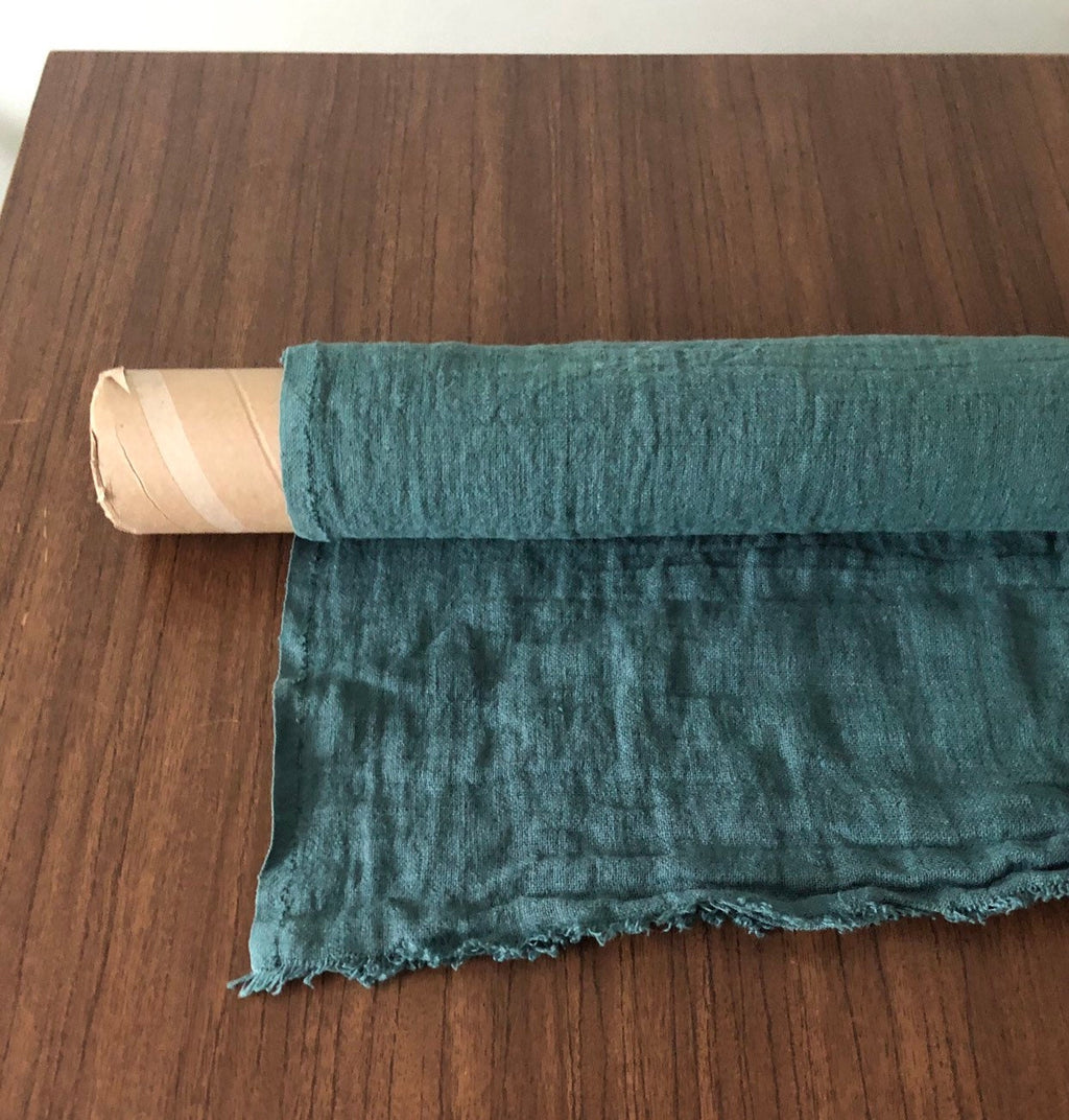 Green Linen Fabric By The Yard: 100% Natural, 55" Wide, 200 gsm