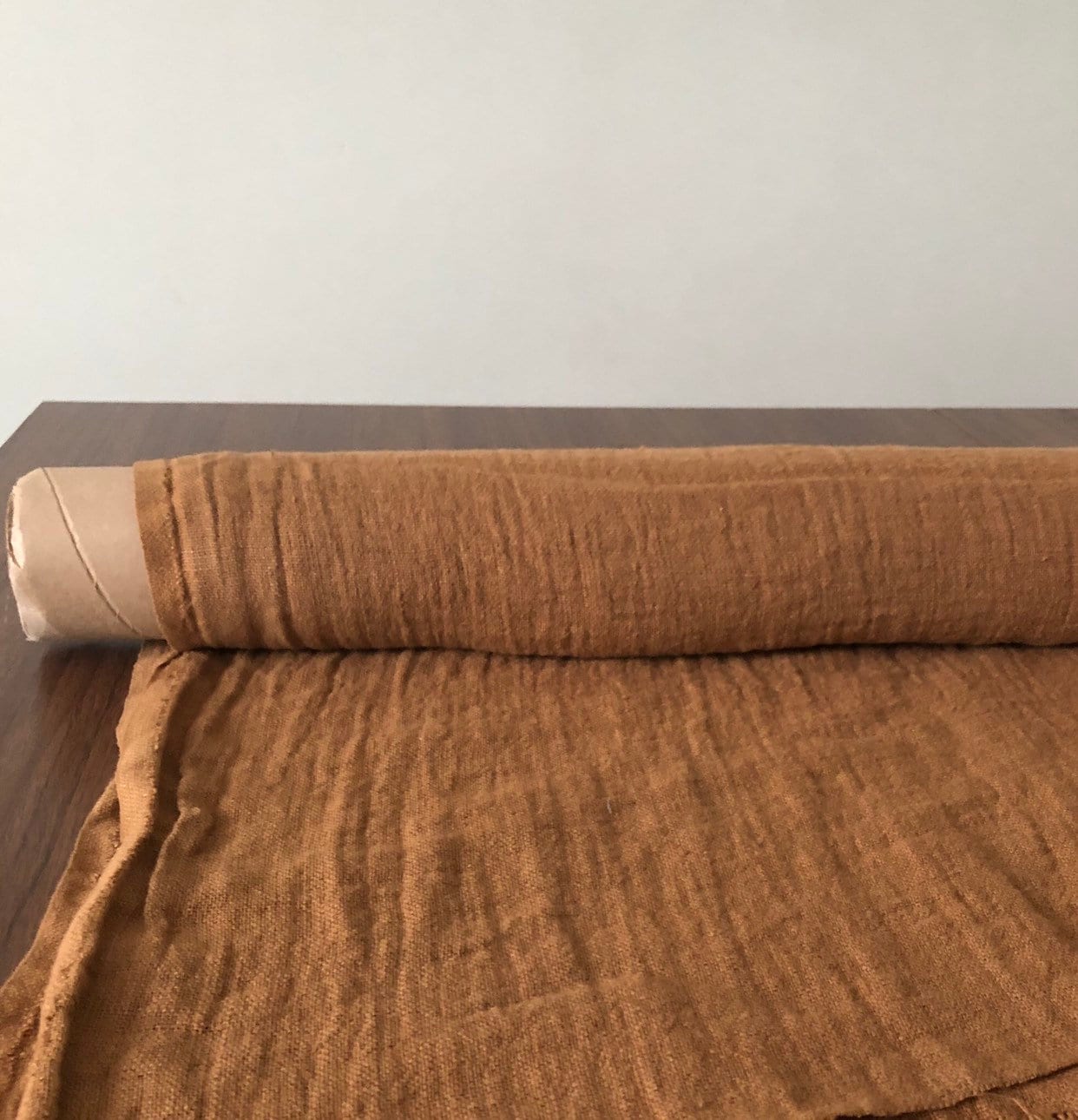 Ochre Linen Fabric: 100% Natural, Medium Weight - BGO24