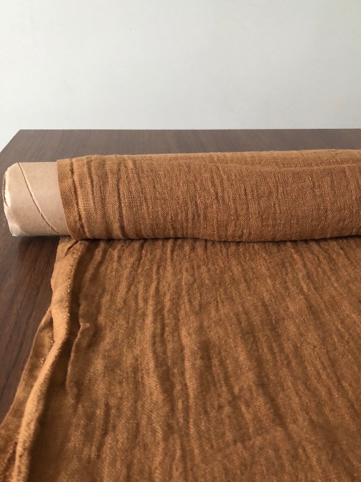 Ochre Linen Fabric: 100% Natural, Medium Weight - BGO24