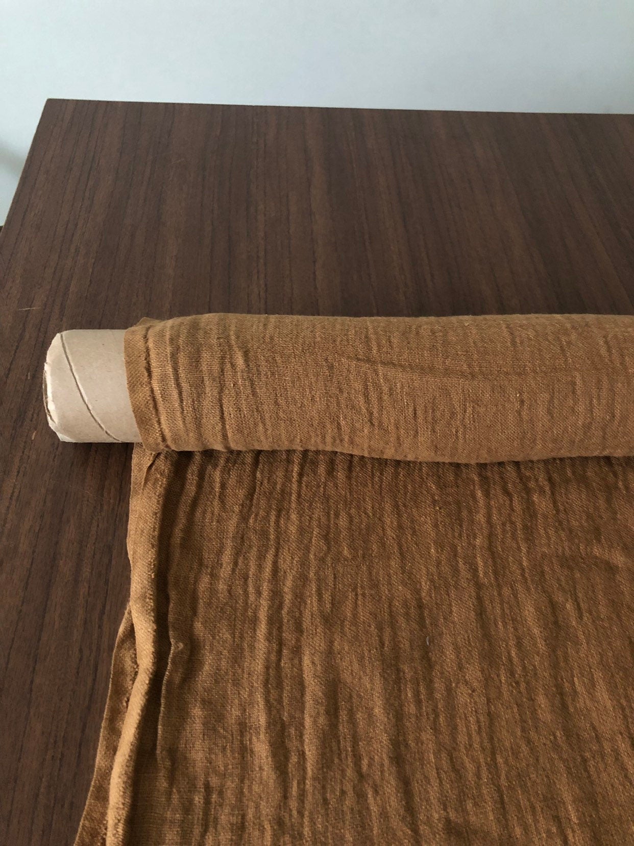 Ochre Linen Fabric: 100% Natural, Medium Weight - BGO24