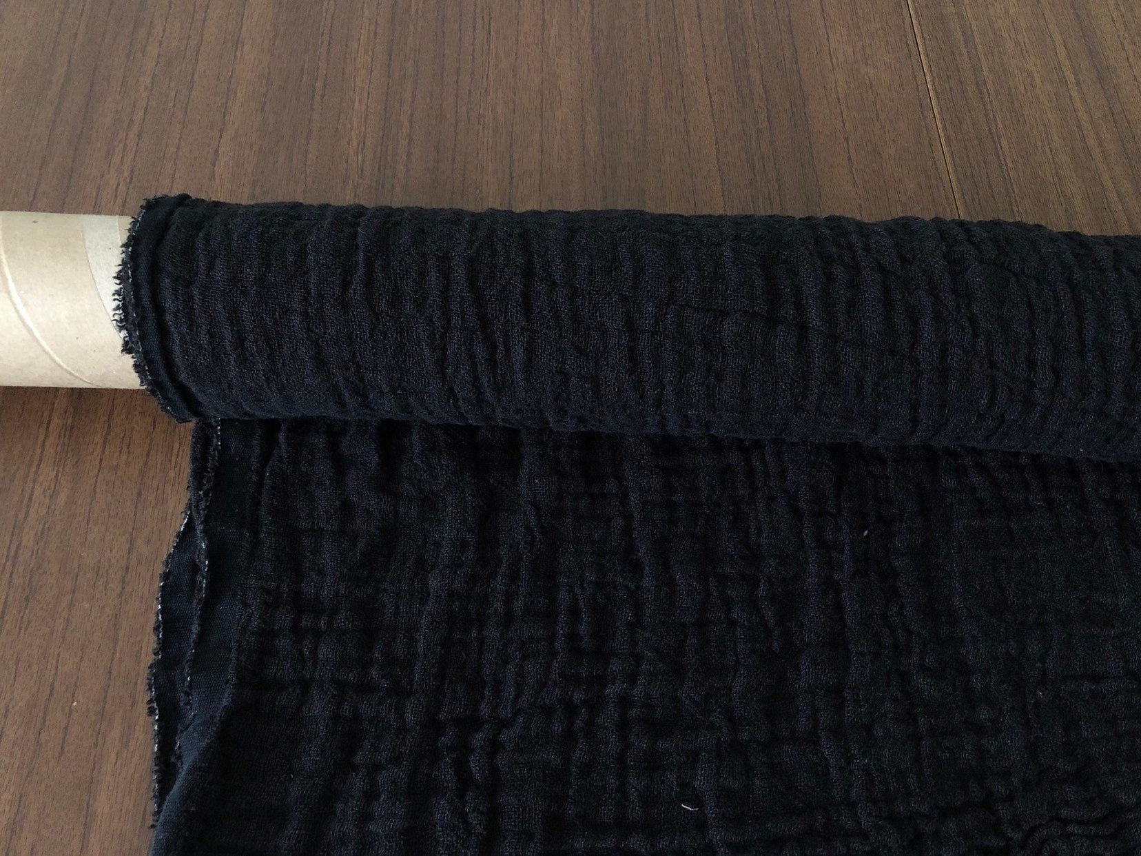 Black Softened Linen Fabric: 100% Natural, 140cm Wide, For Sewing
