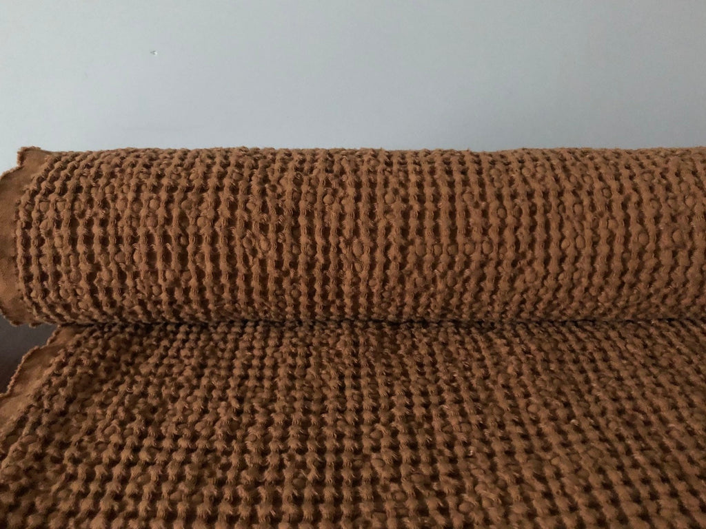 Ochre Waffle Linen Cotton Fabric: 88" Extra Wide, BGO137