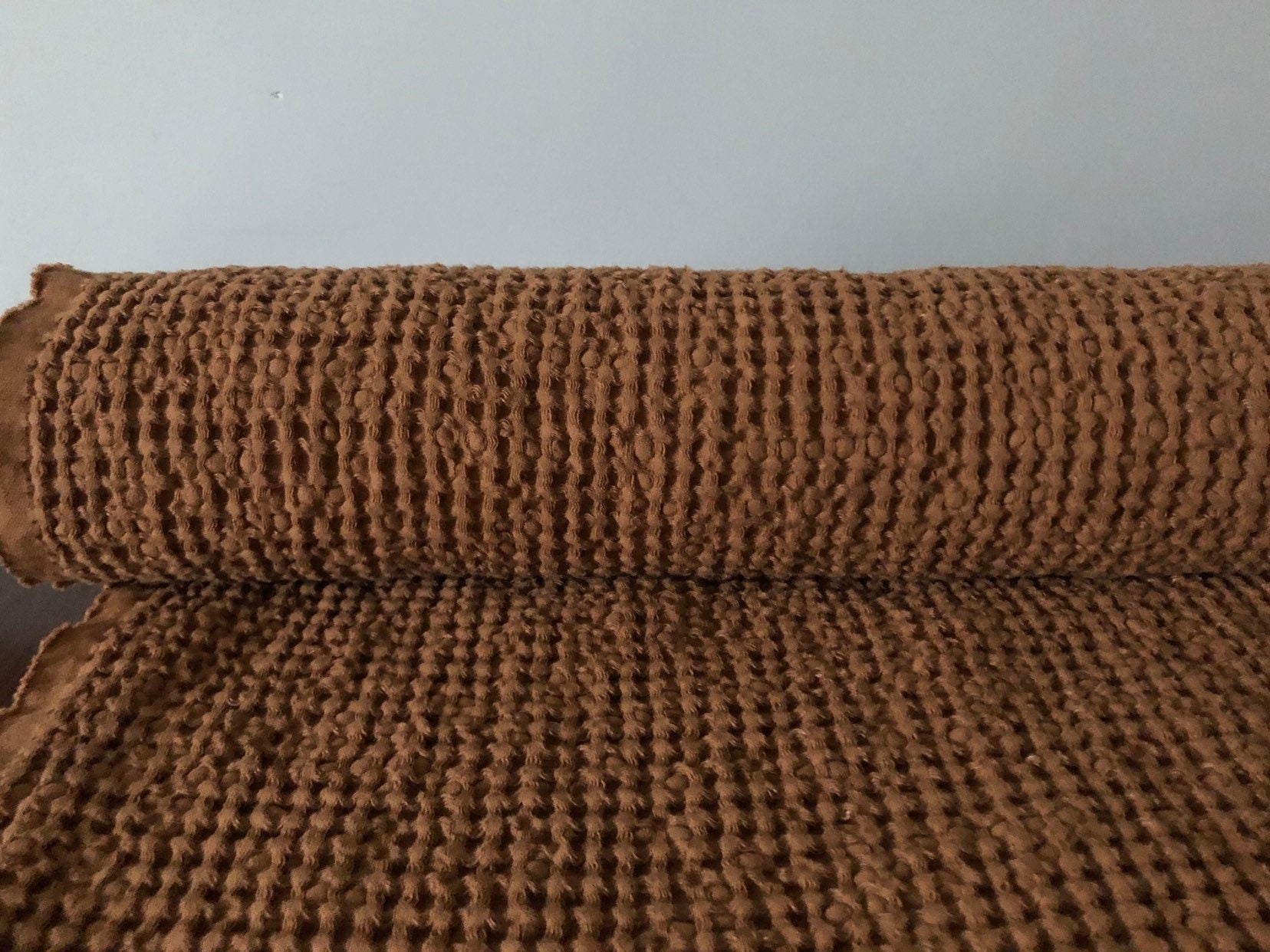 Ochre Waffle Linen Cotton Fabric: 88" Extra Wide, BGO137
