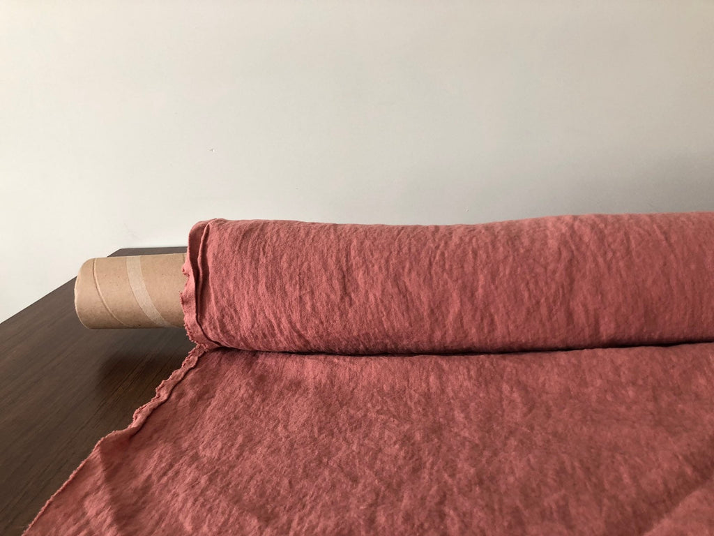 Extra Wide Soft Coral Linen Fabric: 100% Natural, 250cm Width