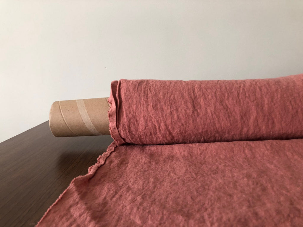 Extra Wide Soft Coral Linen Fabric: 100% Natural, 250cm Width