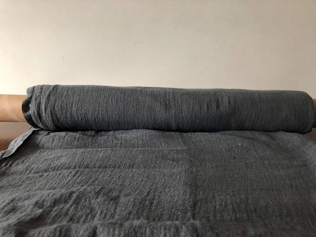 Dark Grey Linen Fabric: 100% Natural, 150cm Wide, 200gsm