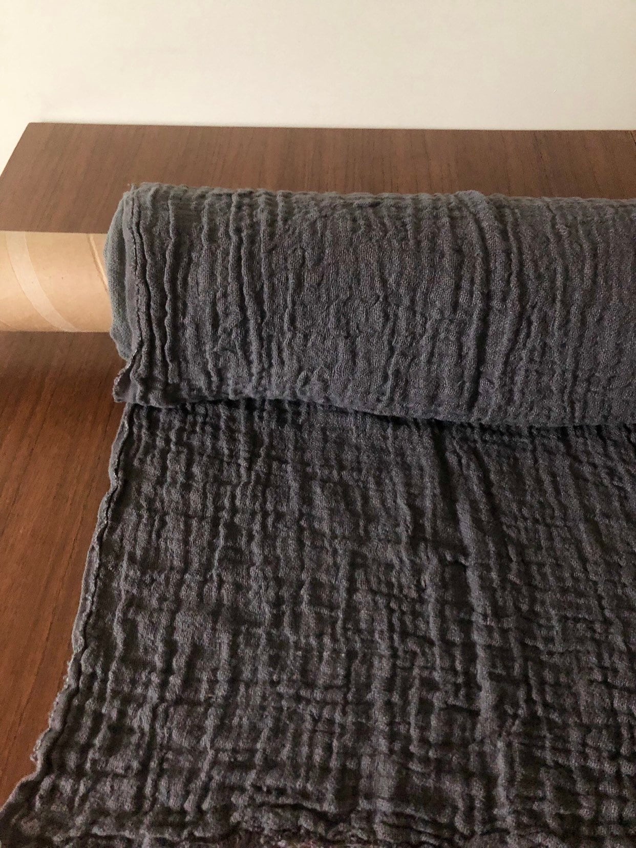Dark Grey Softened Linen Fabric: 100% Natural, 140cm Wide