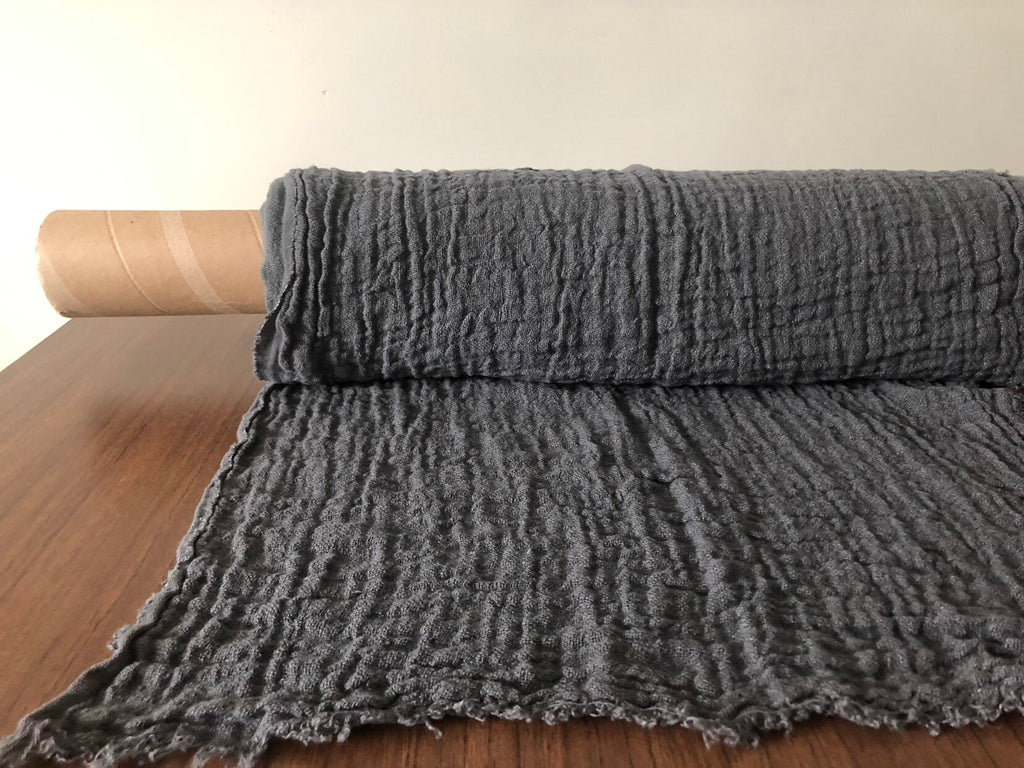 Dark Grey Softened Linen Fabric: 100% Natural, 140cm Wide