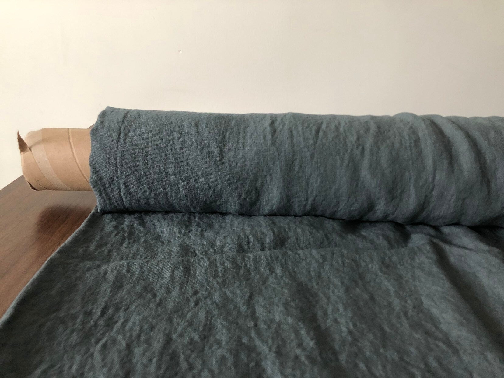 Extra Wide Soft Linen Fabric: BGO17 Green 949, 250cm Width